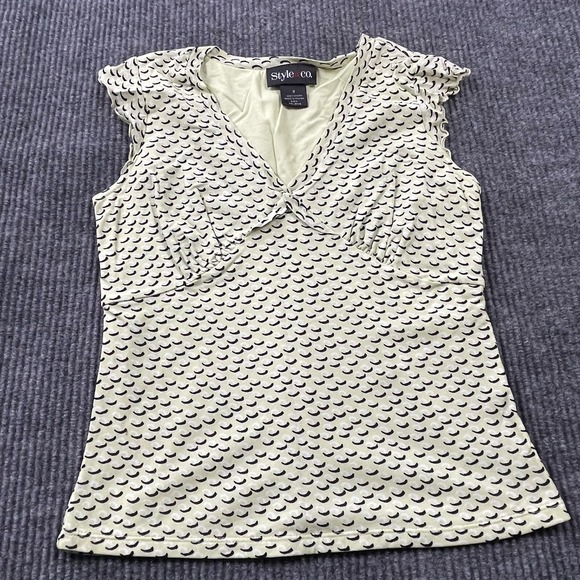 Style & Co. Tops - Style Co Tank Top Womens Small S Green All Over Print Lined Nylon Sleeveless‎